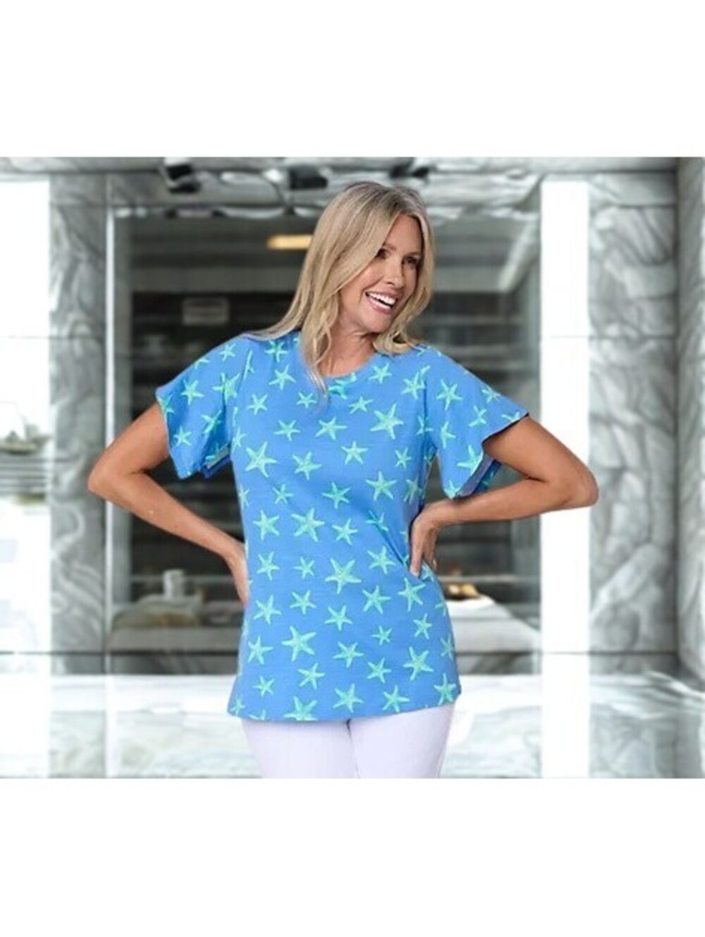Liberty Belles by Kim Gravel Slub Knit Baby I'm a Starfish Top MARINA S